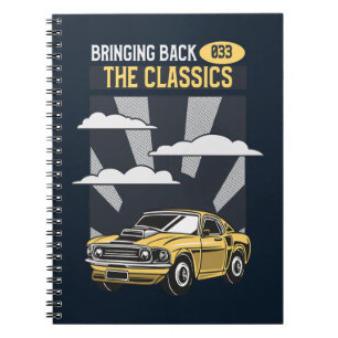 Zurückbringen des klassischen Retro-Muskelwagens Notizblock