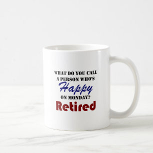 Zurückgezogen auf lustigem Ruhestand Montages Kaffeetasse
