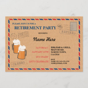 Zurückgezogene die Ruhestands-Party-Postpostkarte Einladung