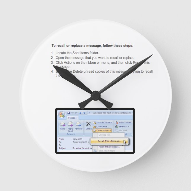 zurückrufen runde wanduhr (Vorderseite)