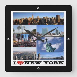 zUS107 NEW YORK CITY I Liebe, Mosaik, Quadratische Wanduhr