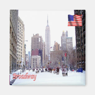 zUS115 BROADWAY mit Schnee, New York, Kühlschrank Magnet