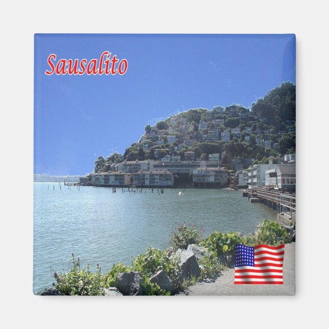 zUS197 SAUSALITO, Panorama, Kalifornien, Kühlschra Magnet (Vorne)