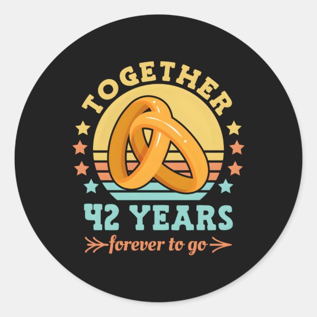 Zusammen 42 Jahre für immer zu gehen 42. Hochzeit  Runder Aufkleber (Vorderseite)