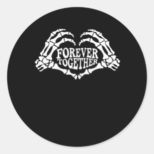 Zusammen ein Herz aus Skeleton Hands Classic Runder Aufkleber