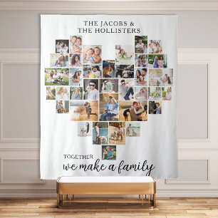 Zusammen ergeben wir eine Familien-Herz-Fotocollag Wandteppich