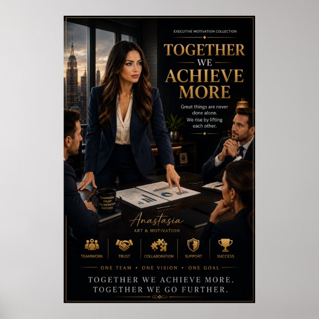 Zusammen erreichen wir mehr – Teamwork Motivation  Poster (Vorne)