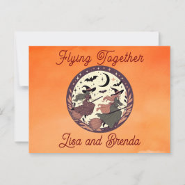 Zusammen fliegen - Personalisiertes Halloween Postkarte