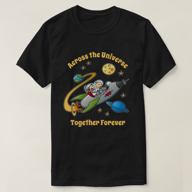 Zusammen Forever Cosmic Liebe Journey Funny Cartoo T-Shirt (Design vorne)
