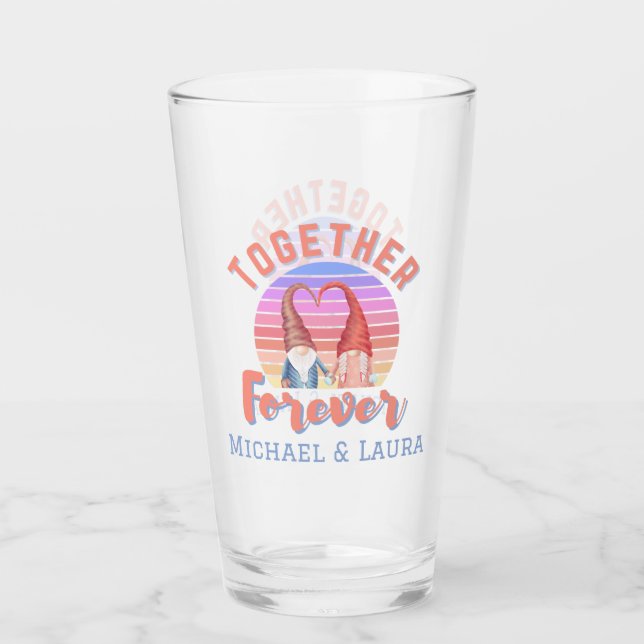 Zusammen Forever Gnome Couple Glas (Vorderseite)
