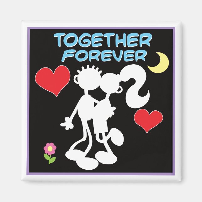 Zusammen Forever-Valentine-Paar Strichmännchen Magnet (Vorne)
