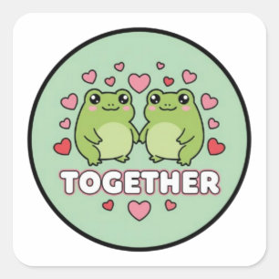 Zusammen Frosch Aufkleber Süßes Froschpaar hält Hä