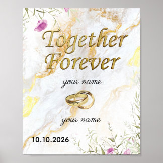 Zusammen für immer | Anpassbare Hochzeit & Jahrest Poster