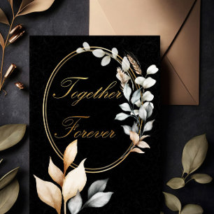 Zusammen für immer elegante schwarze und goldene H Einladung