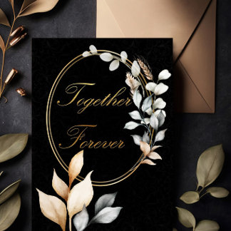 Zusammen für immer elegante schwarze und goldene H Einladung
