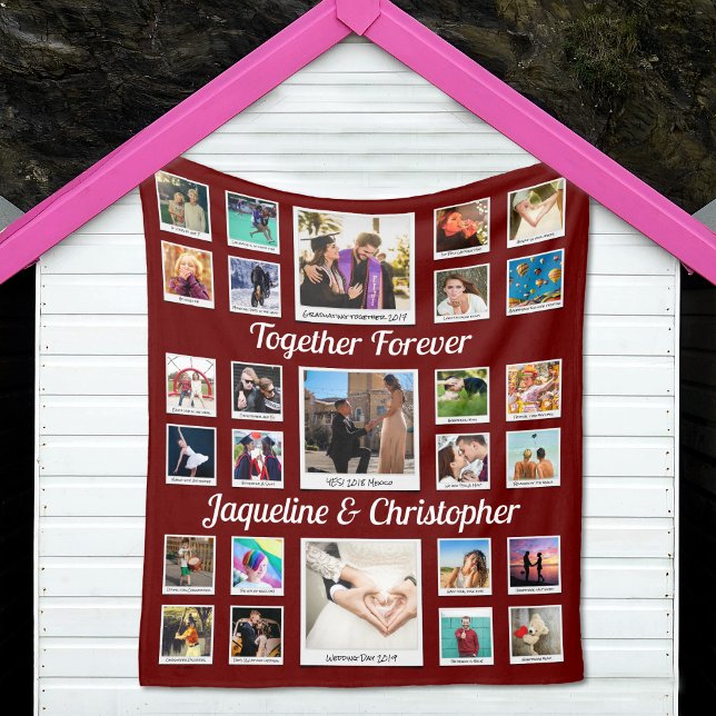 Zusammen für immer FotoCollage Fleecedecke (Together Forever Fleece Blanket with personalized photo collage.)