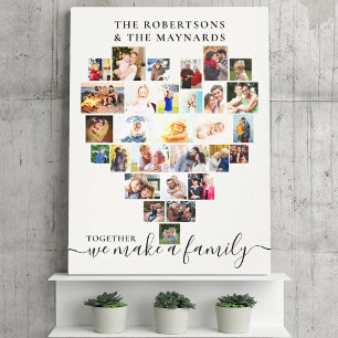 Zusammen Herz-Fotocollage Personalisierte Familie Leinwanddruck