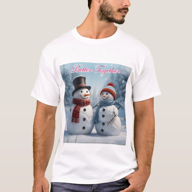 Zusammen im Schnee: Paare Weihnachten T-Shirt (Vorderseite)