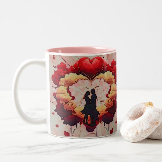 zusammen ist ein schöner Ort, um zu sein Zweifarbige Tasse (Mit Donut)
