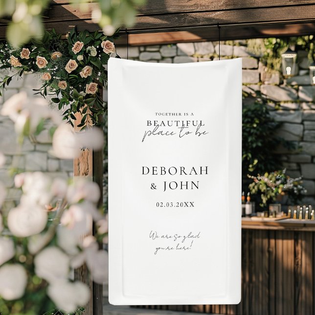 Zusammen ist ein schöner Ort zu sein! Elegant Banner (Together is a beautiful place to be! Elegant, Wedding Banner with your Name & Date.)