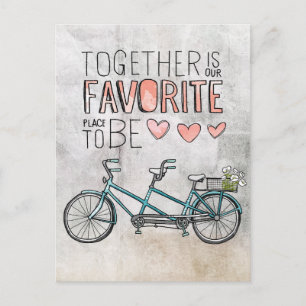 Zusammen ist unser Lieblingsort Blauer Fahrrad Postkarte