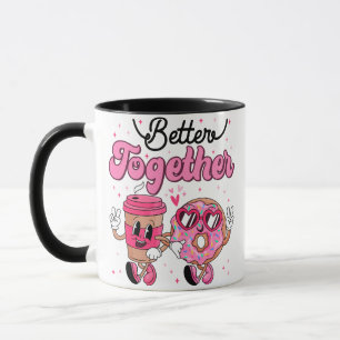 Zusammen Kaffee & Donut Valentinstag Design • Cute Tasse