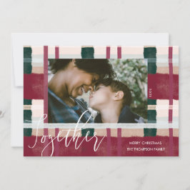 Zusammen Kariertes Foto mit modernen Rot- und Grün Feiertagskarte
