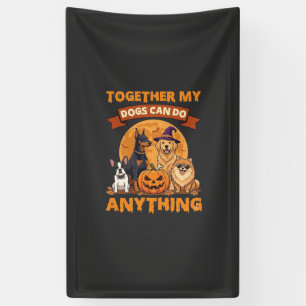 Zusammen können Hunde alles Halloween-Kürbis Mond Banner
