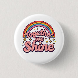 Zusammen leuchten wir – Regenbogen-Retro-Pride-Zit Button
