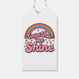 Zusammen leuchten wir – Regenbogen Retro Pride Zit Geschenkanhänger