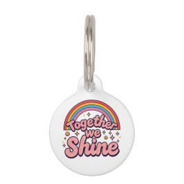 Zusammen leuchten wir – Regenbogen-Retro-Pride-Zit Haustiermarke