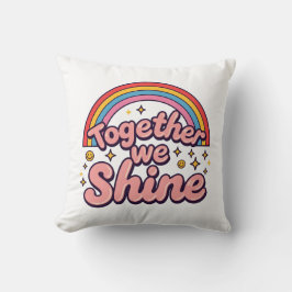 Zusammen leuchten wir – Regenbogen-Retro-Pride-Zit Kissen