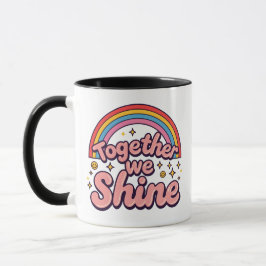 Zusammen leuchten wir – Regenbogen Retro Pride Zit Tasse