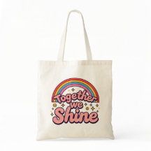 Zusammen leuchten wir – Regenbogen-Retro-Pride-Zit