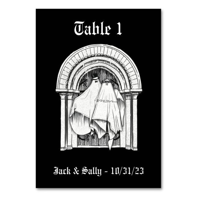 Zusammen mit Forever Ghost Bridge & Groom Tischnum Tischnummer (Vorderseite)