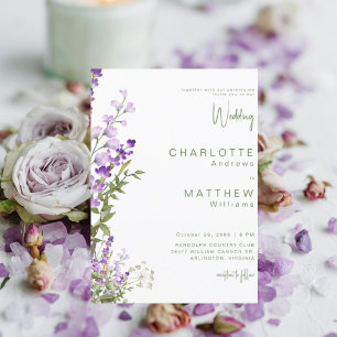 Zusammen mit unseren Eltern Lavendel-Foto-Hochzeit Einladung