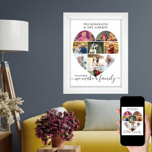 Zusammen Personalisierte Herzförmige 9-Foto-Collag Poster