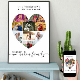 Zusammen Personalisierte Liebe Herz 9 FotoCollage Poster