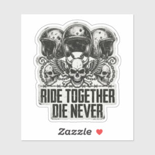 Zusammen Reiten Stirb Niemals Biker Totenkopf Kuns Aufkleber