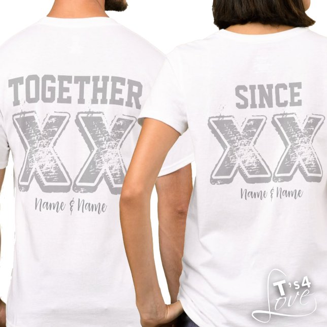Zusammen seit [Datum] - Custom Typography Paares T-Shirt (Together Since (Fill in the Date) Typography T-Shirts for Couples (T-shirts sold separately.))