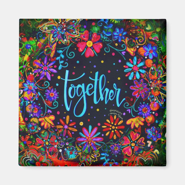 Zusammen Spaß Floral Trendy ONE WORD Inspirivity Magnet (Vorne)
