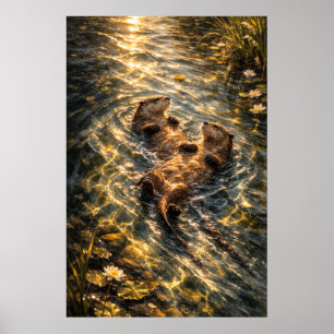 Zusammen Treiben   Flussotter Kunst   Poster