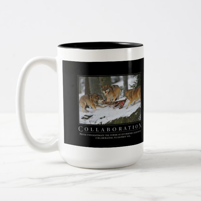 Zusammenarbeit Demotivational Tasse (Links)