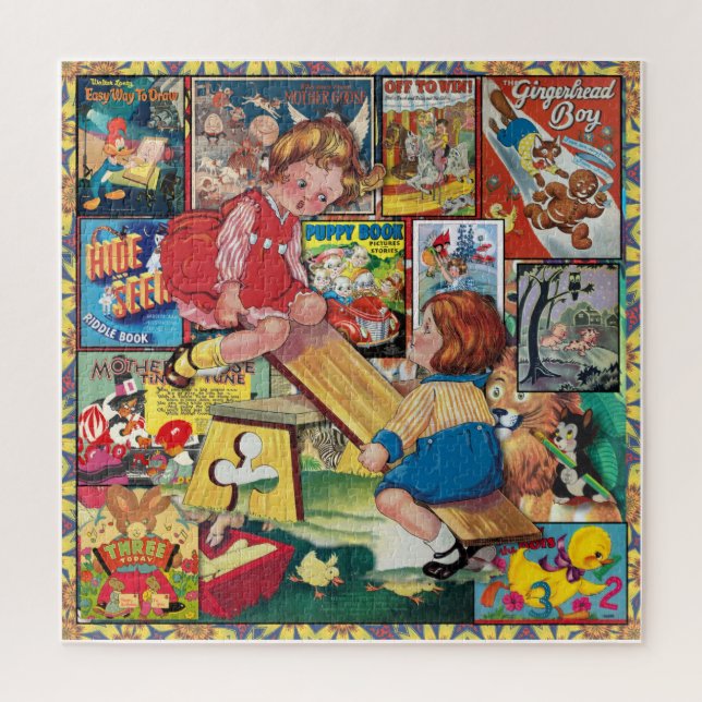ZUSAMMENARBEIT Vintager KINDER Puzzle (Vertikal)