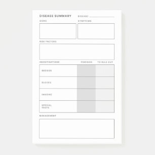 Zusammenfassung der Erkrankung Ärztlicher Krankenp Post-it Klebezettel