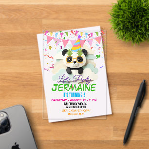 Zusammengefaltete Baby-Panda-Peek-Einladung Süße Acryleinladungen