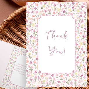 Zusammengefaltete rosa Blumen Baby Shower Dankesch Dankeskarte