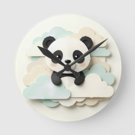 Zusammengefalteter Baby-Panda | Süße Origami  Runde Wanduhr