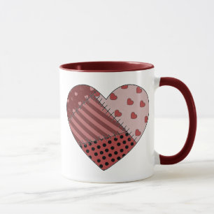 Zusammengeflicktes Patchwork-Herz Tasse