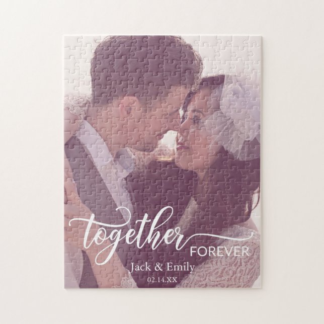 Zusammengenommen Forever Typografy Custom Foto Nam Puzzle (Vertikal)